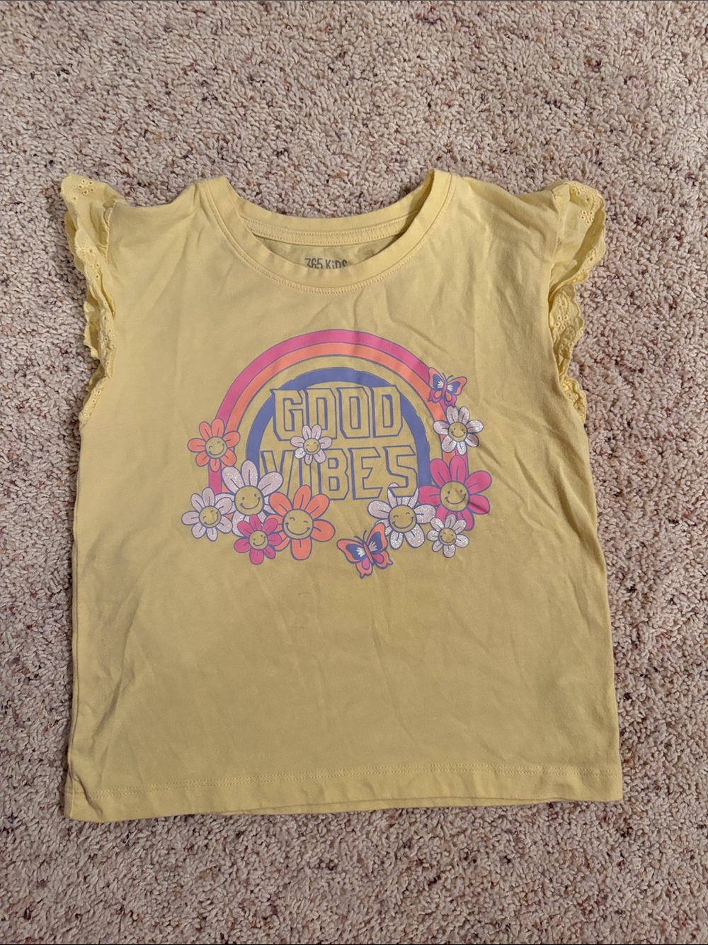 Garanimals Yellow 'Good Vibes' Graphic Flutter Sleeve Tee